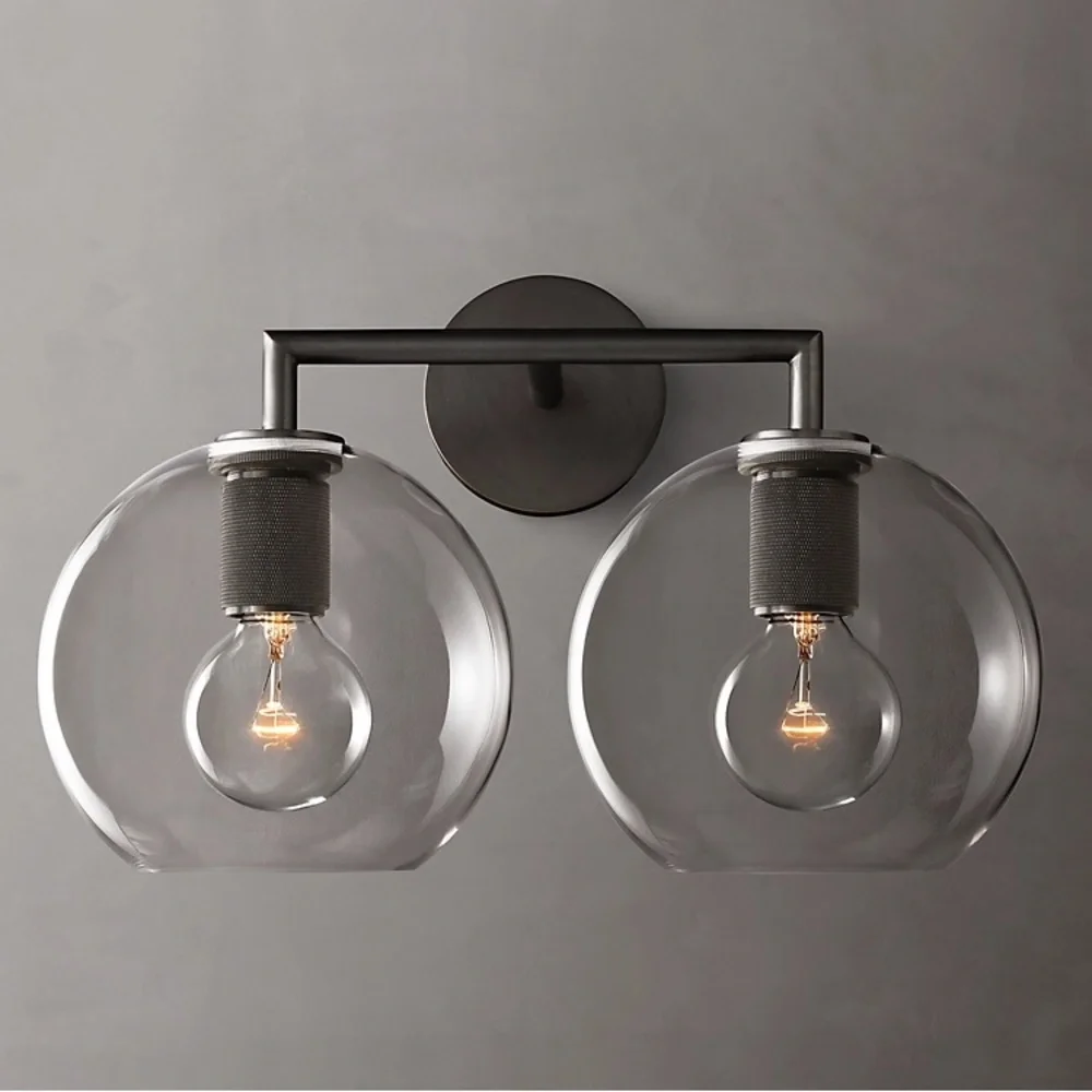 Restoration Hardware Utilitaire Globe Shade Double Sconce